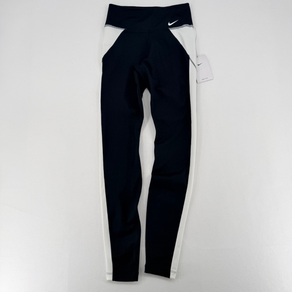 NEW Nike One Dri-FIT High Waisted Colorblock Leggings XS Black White NWT
